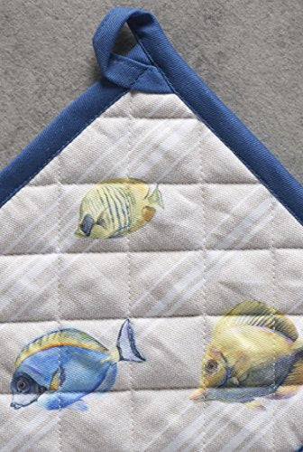 Pot Holders 100% Cotton Potholders (108 - Poisson / 8" x 8" (Pot Holder Pack of 1))