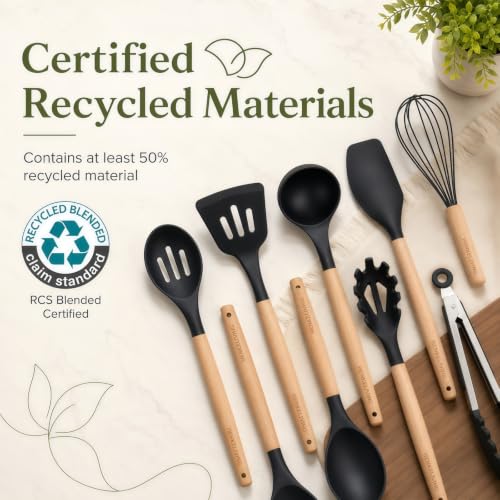 Silicone 10 Pcs Kitchen Cooking Utensils Set (Black)