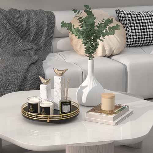 10 Inch Oak Lazy Susan Decorative Tray with Gold Finish (Gold Black / 10)
