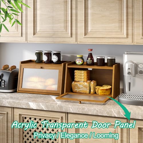 Bread Box for Kitchen Counter (Brown / Medium-1_Tier)