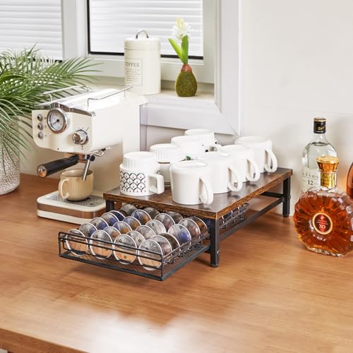 Coffee Pod Drawer Holder for Nespresso Vertuo Pods (40 Pods Nespresso / Rustic Brown)