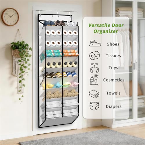 20 30 Pairs Over the Door Shoe Organizer (White-1 Pack of 20 Pockets)