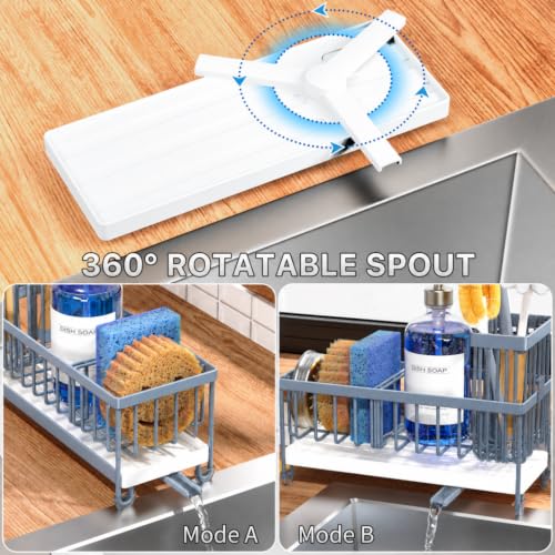 Sponge Holder for Kitchen Sink (Gray Blue - 9.25″)