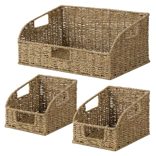 Seagrass Storage Baskets (Natural(Seagrass) / 17"L x 11"W x 7½"H + 2x 7½"L x 9½"W x 6¾"H)