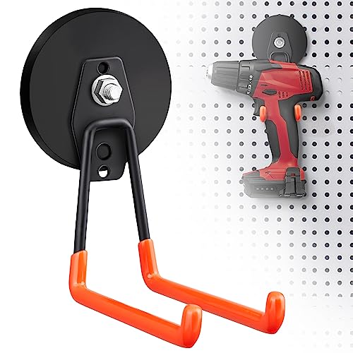 2Pcs Large Strong Magnetic Hooks for Hanging Heavy Duty (3.5" Magnet-2 Pack Larger L Hooks-Orange)