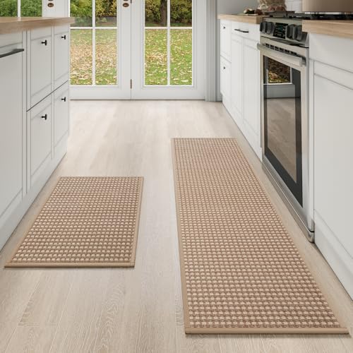 Kitchen Mat Kitchen Rugs Sets of 2 PCS Non Slip Brown 17"x30"+17"x59"