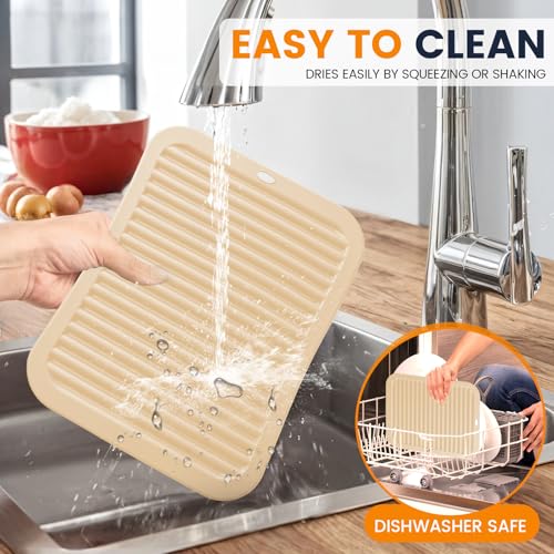 Silicone Trivet Mats 4 Heat Resistant Pot Holders Multipurpose Non (Ivory White)