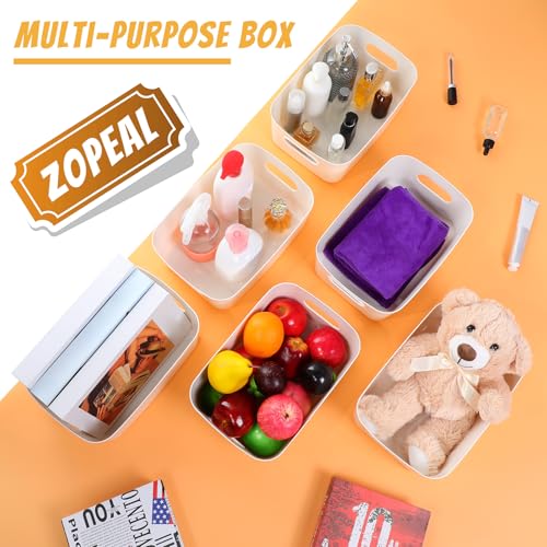 White Plastic Storage Bins (White / 12 x 8 x 5 Inches)