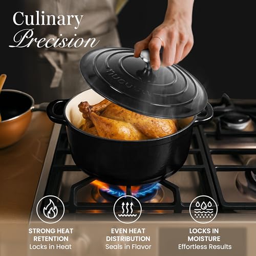 Cast Iron Dutch Oven with Lid (Black / 7.3-Quart - Deep)