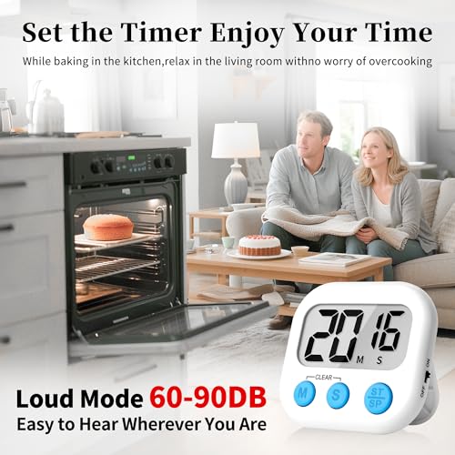 Digital Kitchen Classroom Timers for Kids Cooking 12pcs Wht Blu Pk