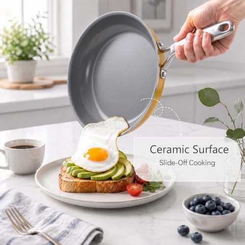 Yellow 10 Piece Ceramic Cookware Set (Yellow / 10pc set)