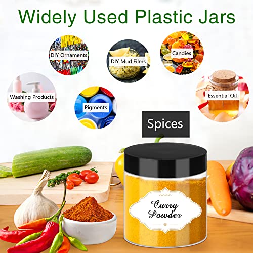 6 OZ Plastic Jars with Lids (6OZ 48Pcs Black)