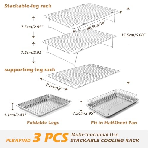3 PCS Silver Stackable Cooling Rack