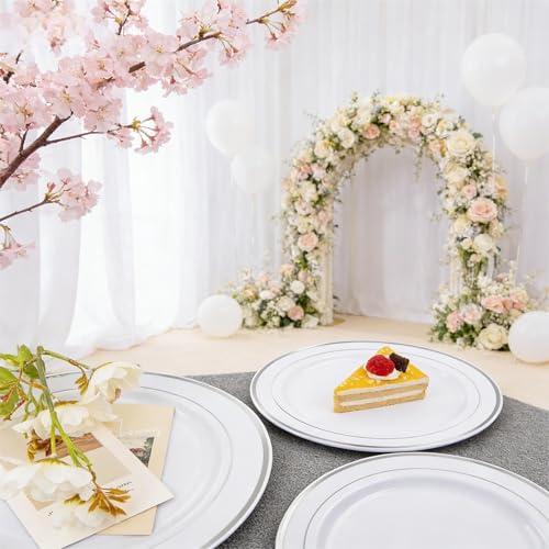 60PCS Silver Plastic Plates (60 / Sliver)