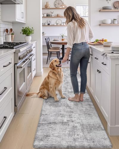 Kitchen Floor Mats Cushioned Anti Fatigue Runner (Dark Grey / 107"L x 23"W x 0.4"Th)