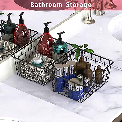 Metal Black Large Wire Basket Food Storage Organizer (Black / 2-Large)