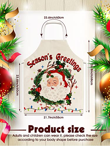 4 Pcs Christmas Aprons Adjustable Kitchen Cooking Aprons Xmas Buffalo Plaid Merry Christmas BBQ Bib for Adults (4 Count)