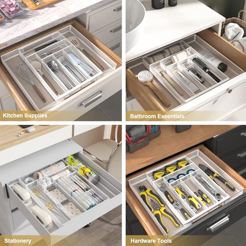 Expandable Kitchen Utensil Organizer (White / Expandable 11.6"~20" x 17.3")