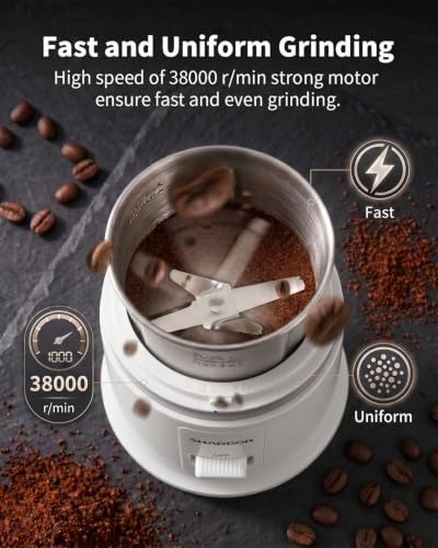 Quiet Coffee Grinder Electric (White / 2 BOWL)