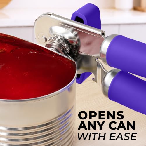 Stainless Steel Swing Open Manual Can Opener Comfortable Grip (Grape / Swing Open)