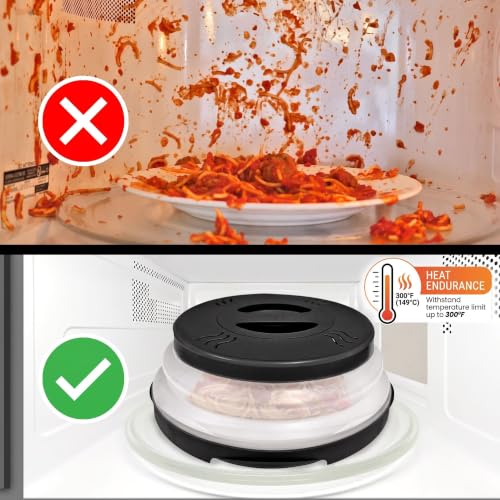 Magnetic Microwave Splatter Cover (12 Inch - Full Size Microwaves - Black)