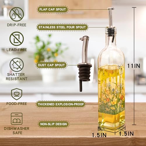 17oz Glass Olive Oil & Vinegar Dispenser Set