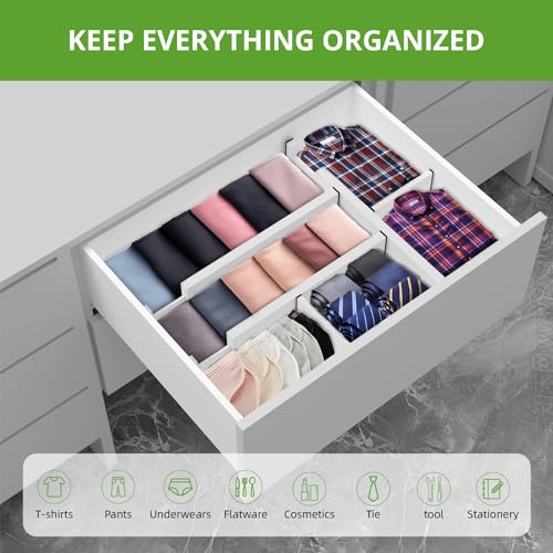 4 Pack Expandable Drawer Dividers (White)