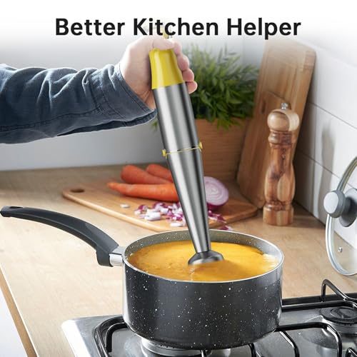 Immersion Blender Handheld Corded Hand Blenders Set 1100W (Yellow / 5 in 1)