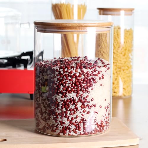 Set of 2 Large Glass Food Storage jar (5.9 IN - 2Pack)