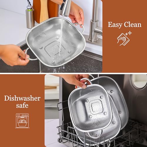 4QT Square Stainless Steel Colander (4QT)