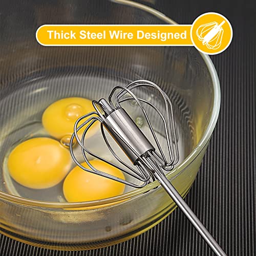 Egg Beater Hand Easy Whisk Stainless Steel Hand Push Egg Beater Manual Mixer Blender for Home Kitchen Tool Whisking (304-12 inch)