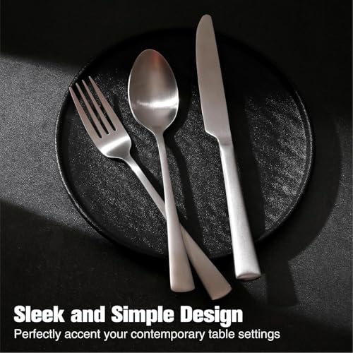 18 10 Flatware set for 12 (Matte Silver / 60-Piece)