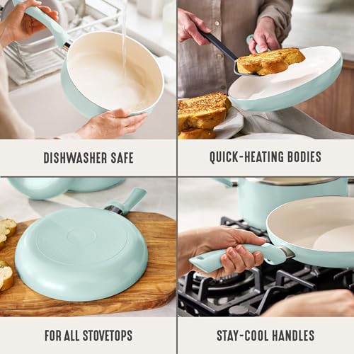 2 Piece 8" & 10" (8" and 10" Frying Pan Skillet Set / Turquoise)