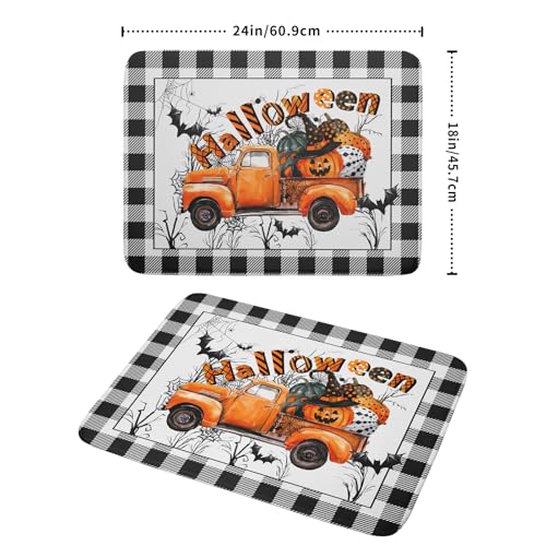 Halloween Truck Dish Drying Mat Orange Absorbent Microfiber Coffee Pad (Halloween Truck Orange / 24" x 18")