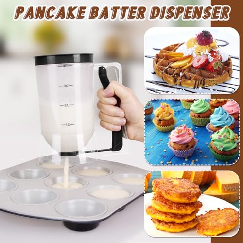 2 Pcs Handheld Batter Dispenser Squeeze Handle 4 Cups (Black)