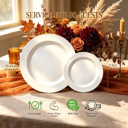 60PCS White Plastic Plates (60 Count)