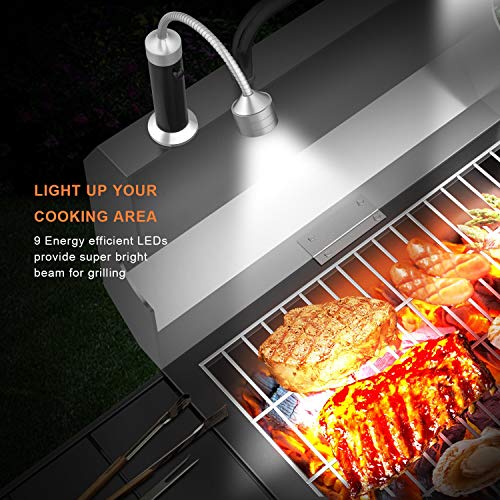 Barbecue Grill Light Magnetic LED Flexible Gooseneck Grilling Accessories (Black)