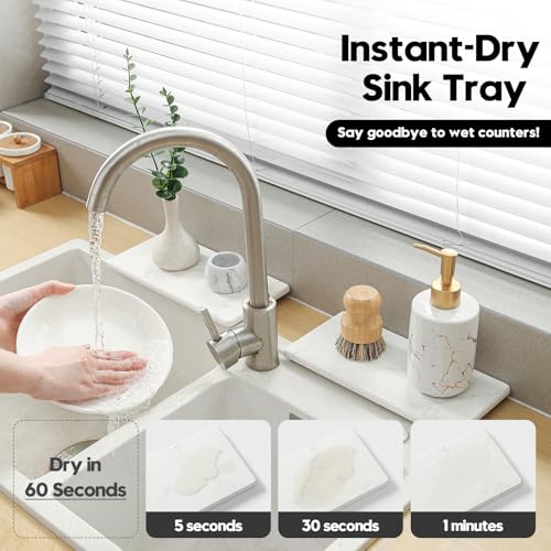 2PCS 10"x 5" Large Bathroom Sink Vanity Trays (2 Pack - Marble White / 10" x 5")