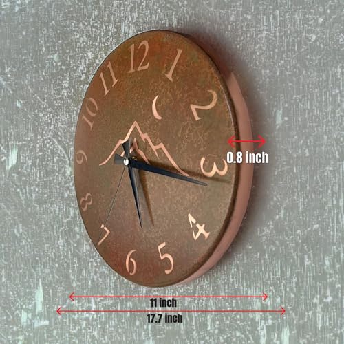 Handmade Pure Copper Wall Clock for Home Decoration (Rusty Landscape / 17.7)