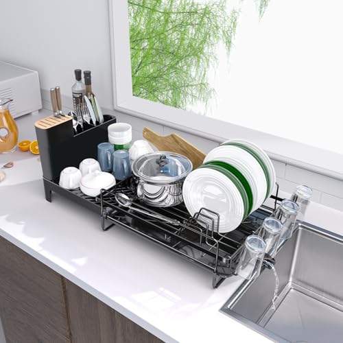 Expandable Dish Drying Rack (20.5"-27.6" L x 12.6" W-Detachable)