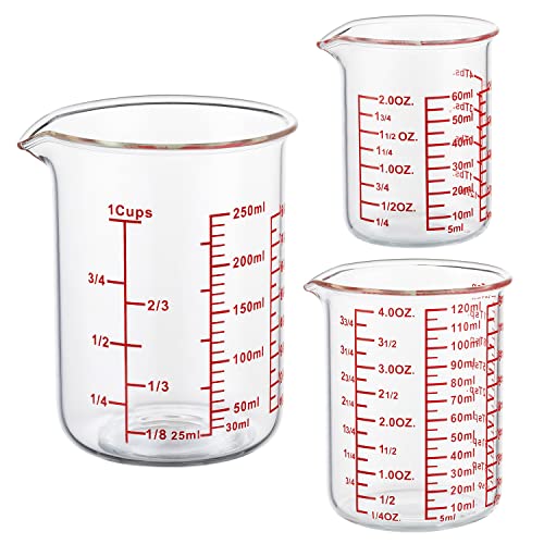 Glass Measuring Cups with Spouts (60ml/120ml/250ml Measuring Cup Set)