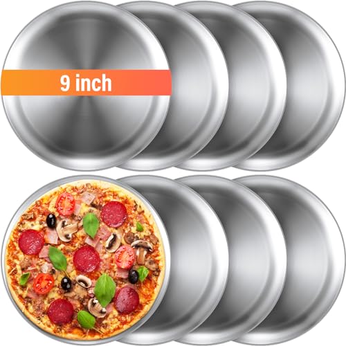 8 Pieces Silver Pizza Pans 9 Inch Bakeware (8 Count)