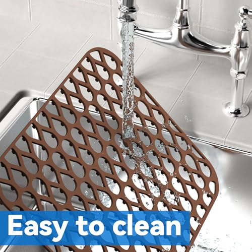 TOOVEM 13.6 ''x 11.6''Sink Protector for Kitchen (Coffee / 2Pack-13.58"x 11.6")