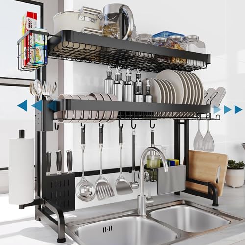 Over The Sink Dish Drying Rack (Black / 3 Tier Style B)