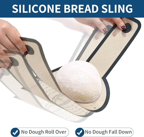 2 Pcs Silicone Bread Sling for Dutch Oven Liners Silicone Baking Mat [Non (Gray)