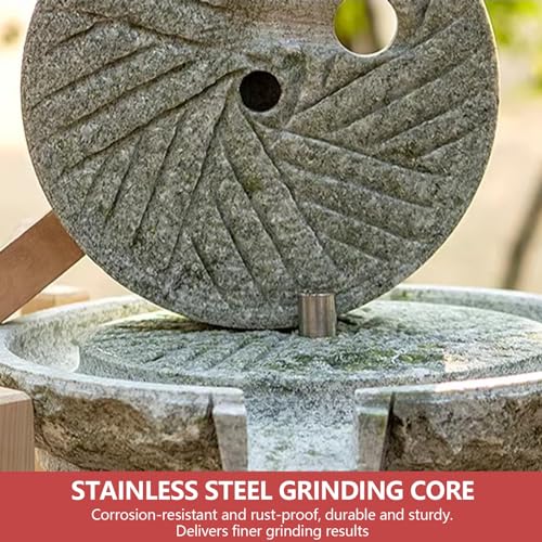 Manual Stone Grain Mill with Wooden Base for Grinding Flour