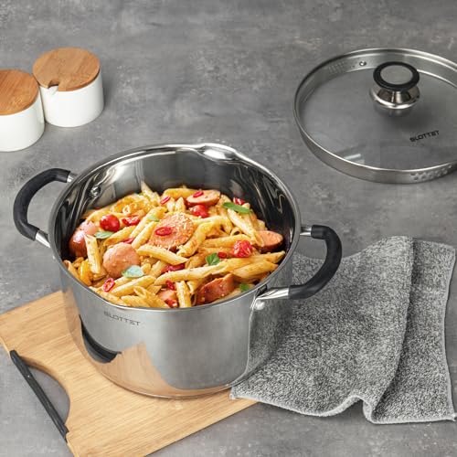 6 Quart Stainless Steel Stock Pot with Strainer Glass Lid (6 Quarts)