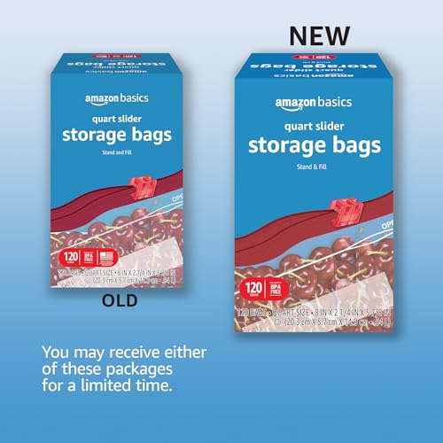 Slider Quart Food Storage Bags with Stand (120 Count)