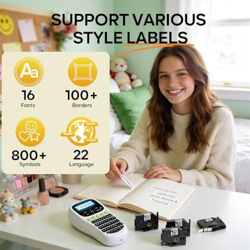 Label Maker Machine with 4 Tapes (Green Label Maker)