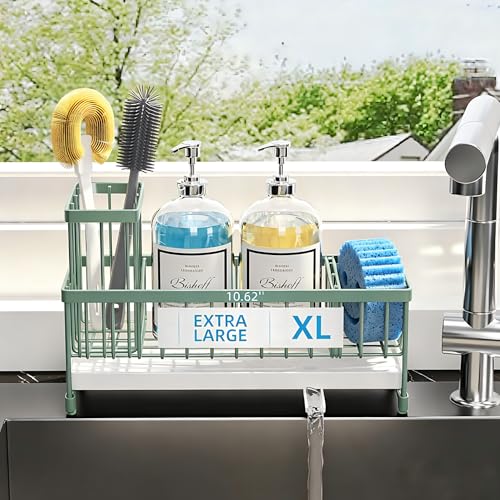 Extra Large Sponge Holder for Kitchen Sink Organizer Caddy (Sage Green)